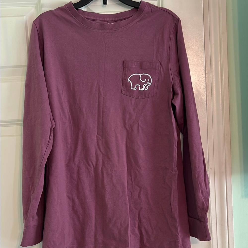 Ivory Ella Purple Long Sleeve Tee Casual Cotton Blend
